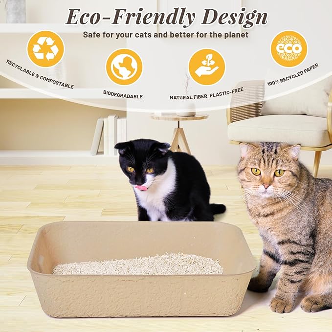 6 Pack Disposable Cat Litter Boxes, Durable Leak-Proof Cardboard Kitty Litter - Image 6