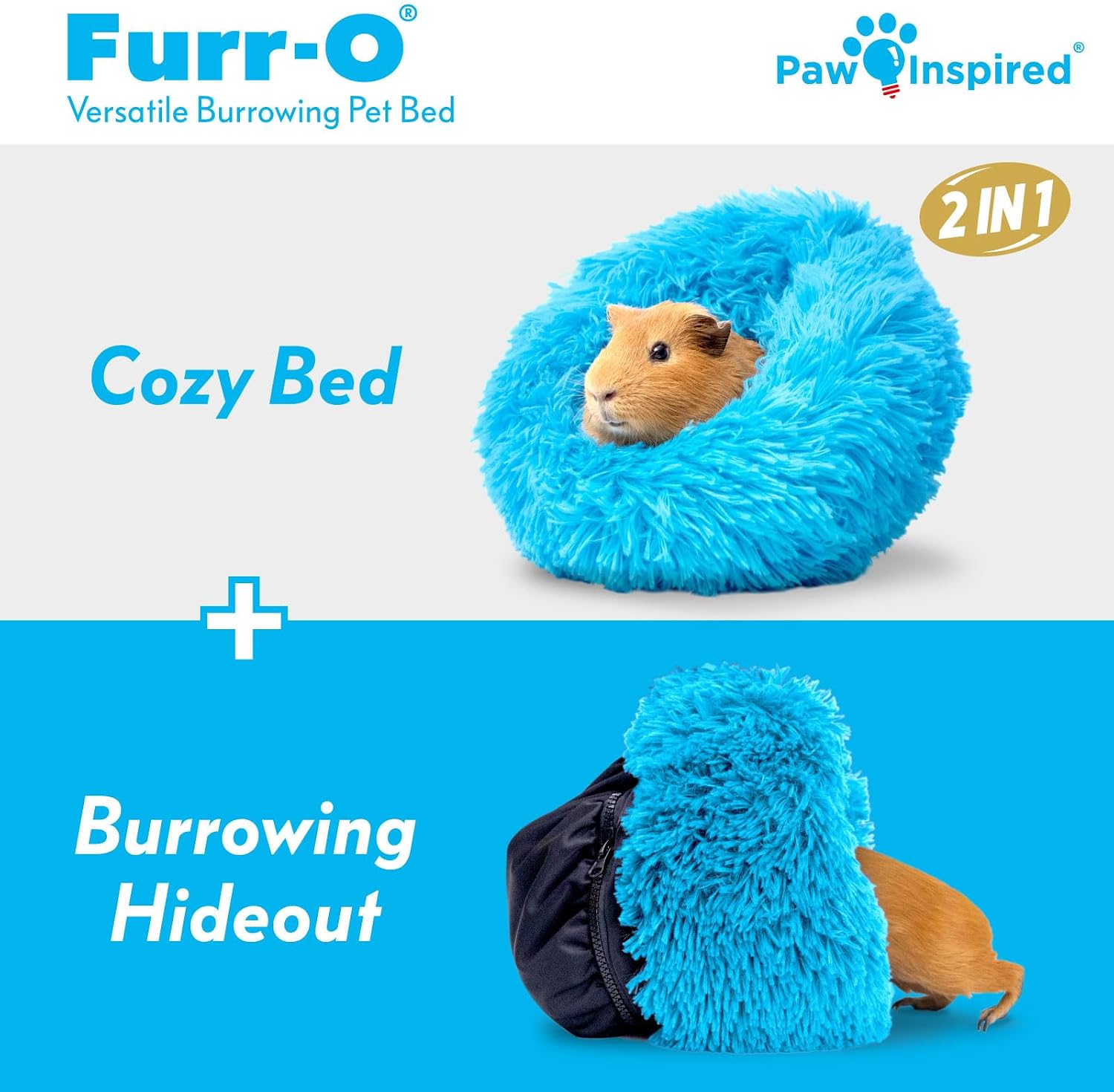 Paw Inspired Furr-O Burrowing Pet Bed, Blue - GlobalHabitat Supply