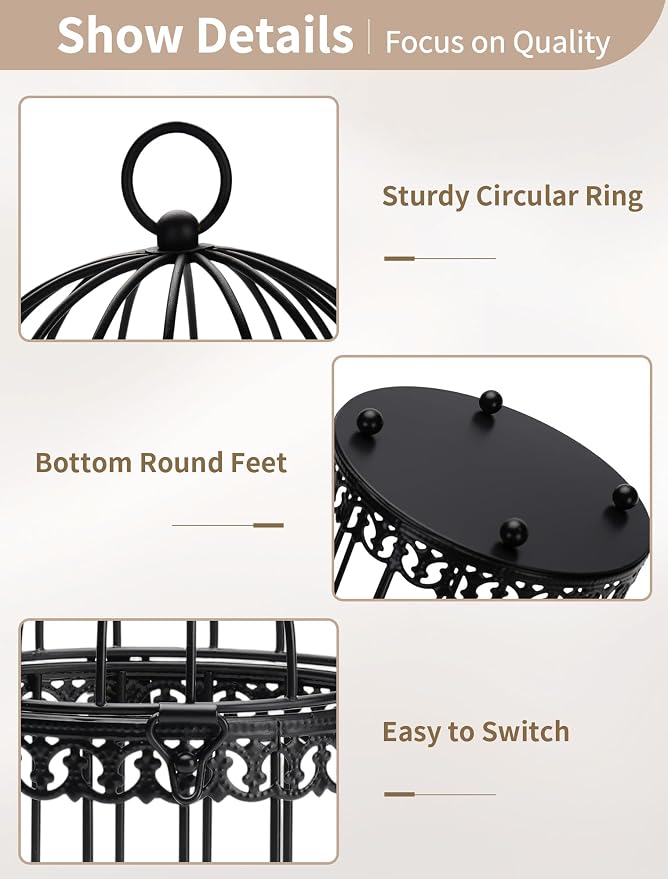 NUPTIO Black Decorative Bird Cage: Birdcage Hanging Lantern - Image 8