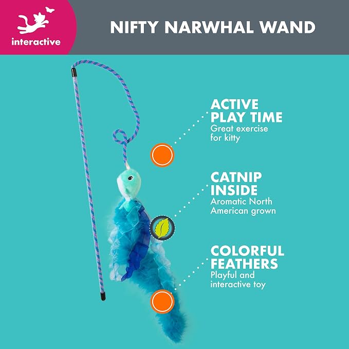 Nifty Narwhal Wand Cat Toy - Image 7