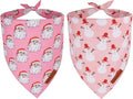 ADOGGYGO Pink Christmas Dog Bandanas 2 Pack, Reversible Santa Snowman Xmas by ADOGGYGO