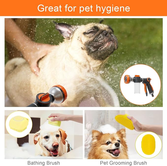 Garden Hose Nozzle, 8 Spray Patterns Dog Wash - Image 4