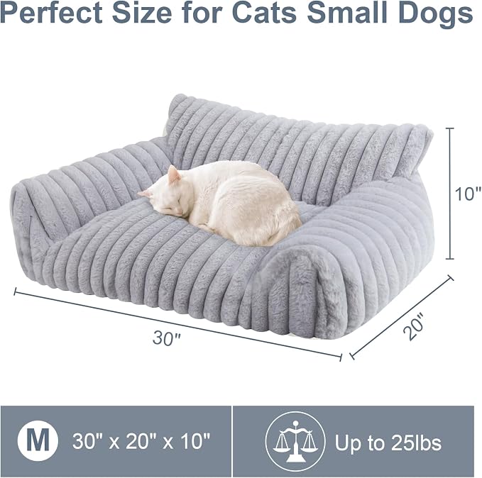 Cute Cat Couch Bed for Indoor Cats, Fluffy Pet Cat Sofa - Image 5