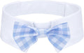 Segarty Dog Bow Tie for Neck Girth 16.5-21.2in, Adjustable Light Blue Plaid by Segarty