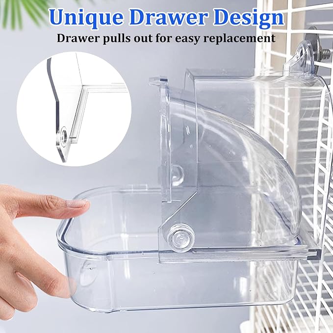 Tfwadmx Bird Cage Bath Hanging Parrot Bath Tub Water Shower Food Feeder Holder - Image 3
