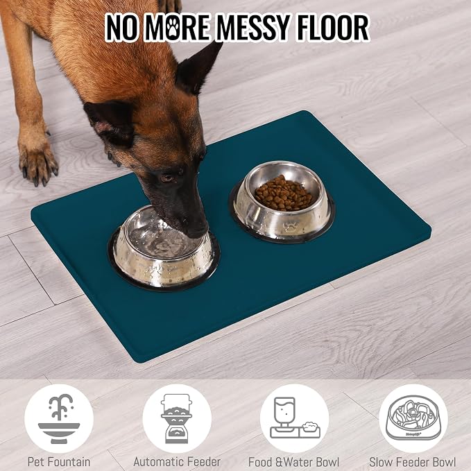 MateeyLife Dog & Cat Food Mat, Waterproof & Nonslip Silicone Feeding Mats - Image 4