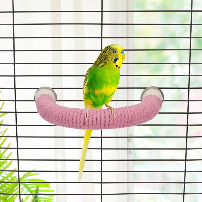 Hypeety Bird Perches Parrot U Shape Natural Wood Hemp Rope Stand Perch Bird - Image 6