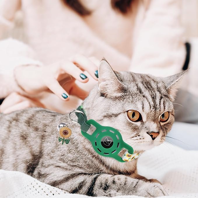 BINGPET AirTag Cat Collar with Bells, Upgraded Safety Elastic Cat Collar with - Image 6