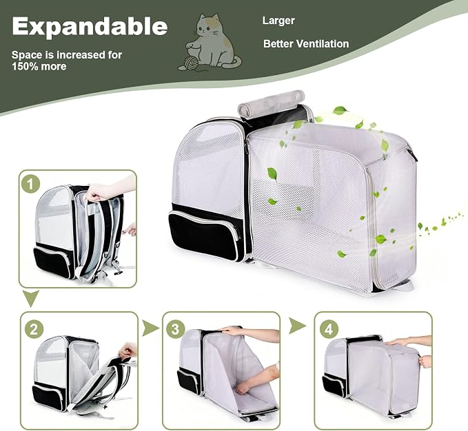halinfer Backpack to Carry Cat and Small Puppy up to 16 Pounds, Breathable Pet - Image 5