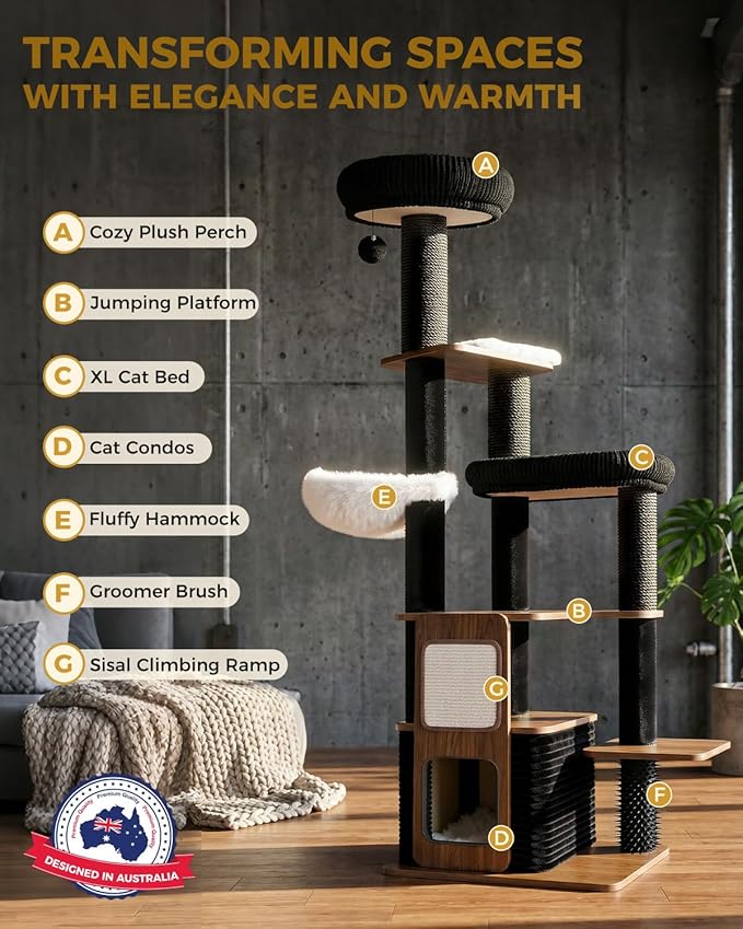 63" Modern Cat Tree Tower for Indoor Cats, Heavy Duty Cat Trees for Large Cat - Image 3