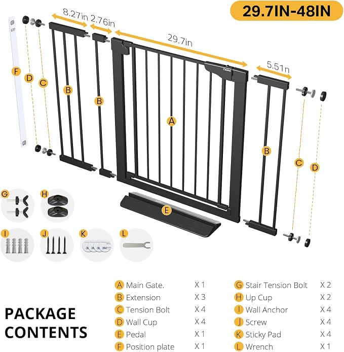 Cumbor 29.7-48" Baby Gate for Stairs, Mom's Choice Awards Winner-Dog Gate for - Image 9