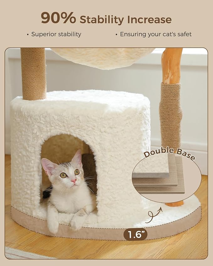 Modern Cat Tree for Large Cats, Wood Cat Tower for Indoor Cats, Real Branch - Image 6