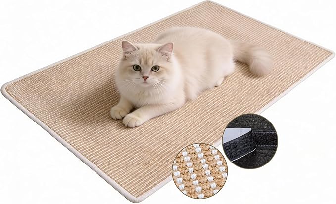 Cat Scratcher Mat, 39.3"x 23.6" Natural Sisal Cat Scratch Mat by Petinstinct