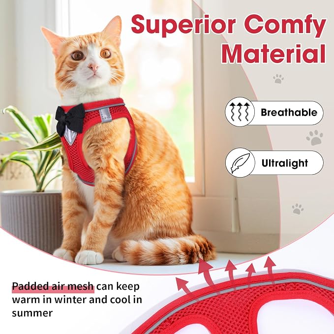 Cat Vest Harness and Leash Set for Walking Escape Proof, Adjustable Kitten - Image 4