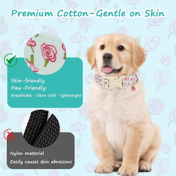 Dog Collar for Large Dogs, Spring &Summer Theme Blue Large Dog Collars - Image 3