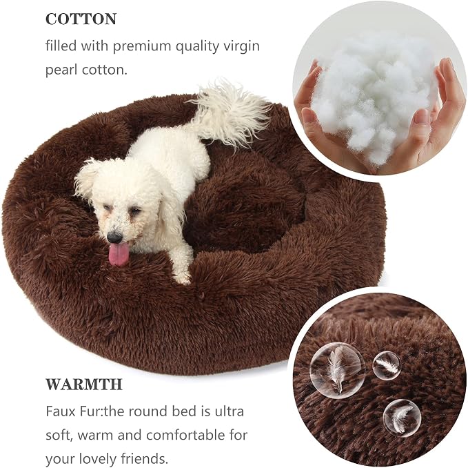 Calming Dog Bed for Medium Dogs Washable Donut 30 inches Anti-Slip Pet Bed - Image 2