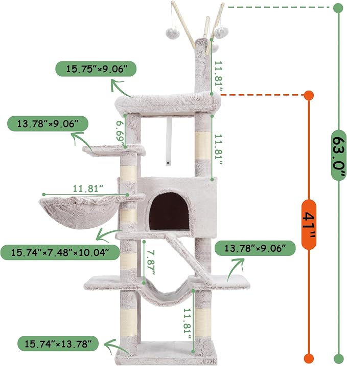 Cat Tree, Cat Condo with Cat Scratching Post and Board, Cat Hammock, Muchroom - Image 3