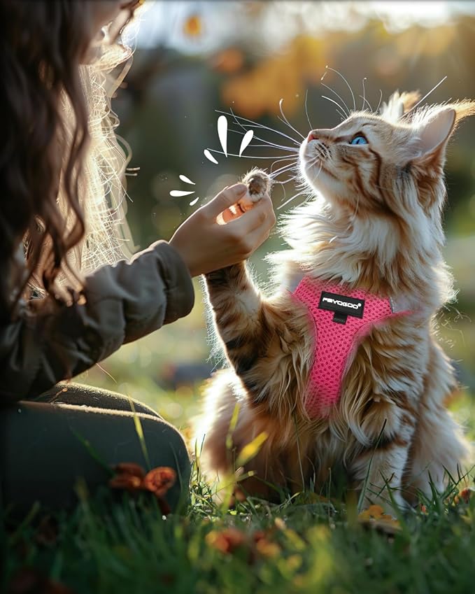 FAYOGOO Pink Solid Cat Harness and Leash Set, Escape Proof, Adjustable - Image 7