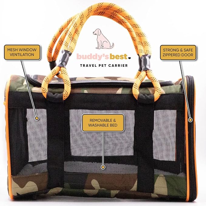 Buddy's Best Airline Approved Pet Carrier Black & Pink Heavy Duty, Fits Under - Image 7