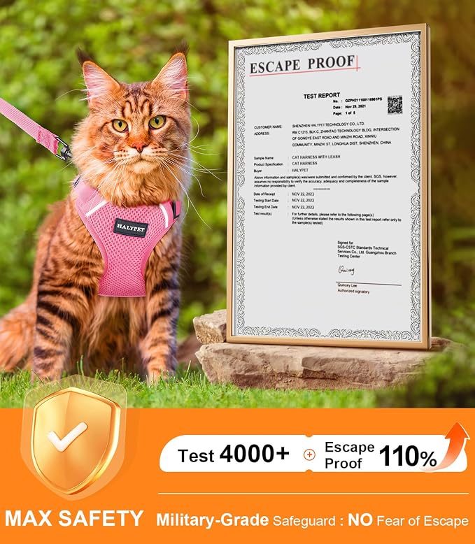 Halypet Cat Harness and Leash Set Escape Proof Soft Adjustable Cat Leash - Image 3