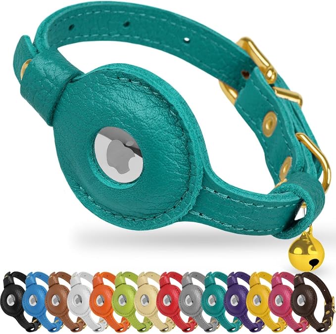 OOPSDOGGY Leather AirTag Cat Collar by OOPSDOGGY