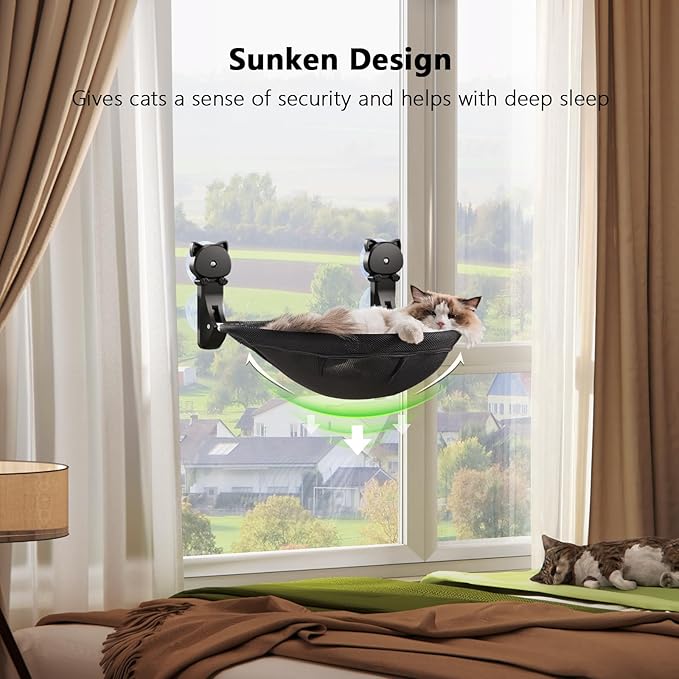 Cat Window Perch Cordless, Foldable & Stable Cat Beds- Breathable Cat Window - Image 3