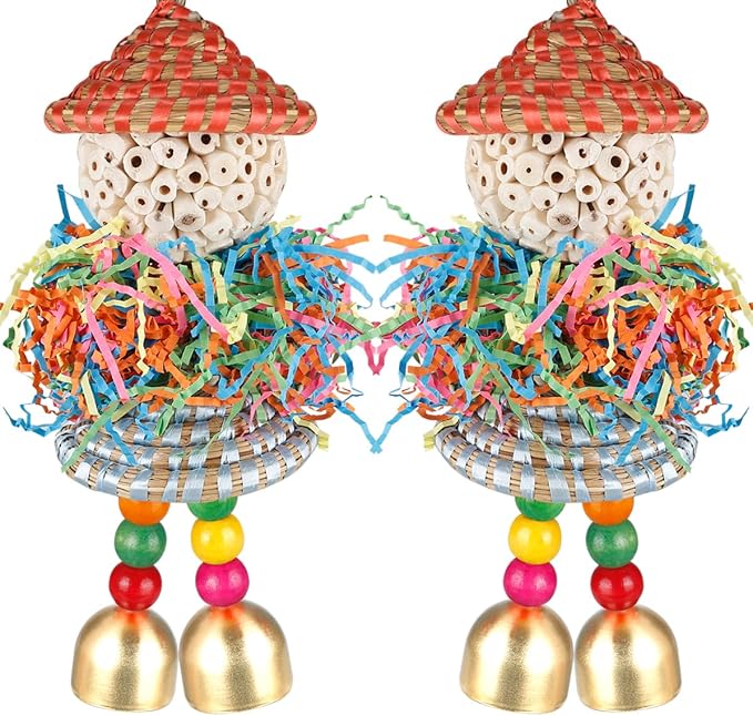 2PCS Bird Toys Parrot Foraging Shredder Hanging Toys Sola Balls by BBjinronjy