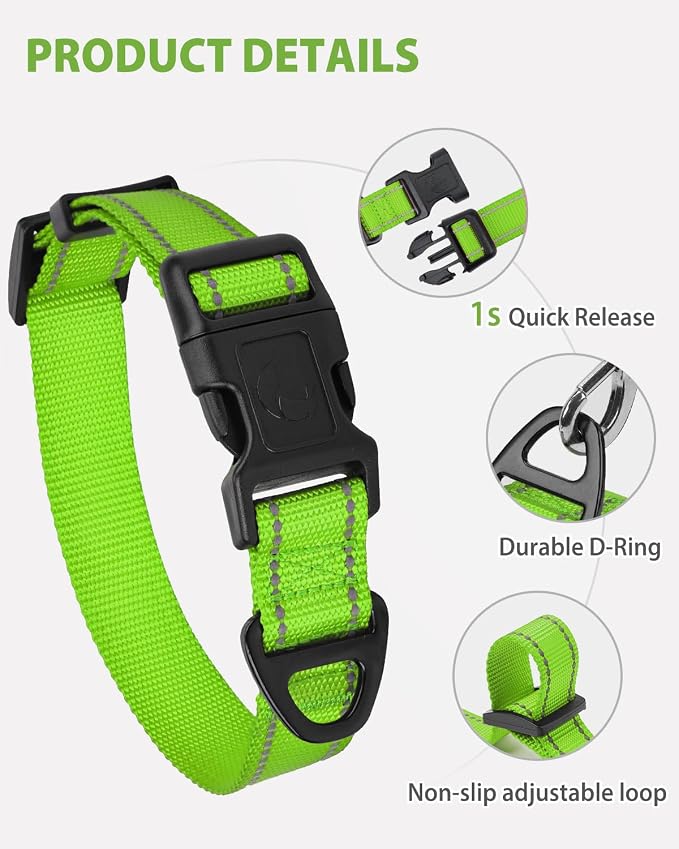 Joytale Reflective Dog Collar, Adjustable Nylon Pet Collar - Image 4