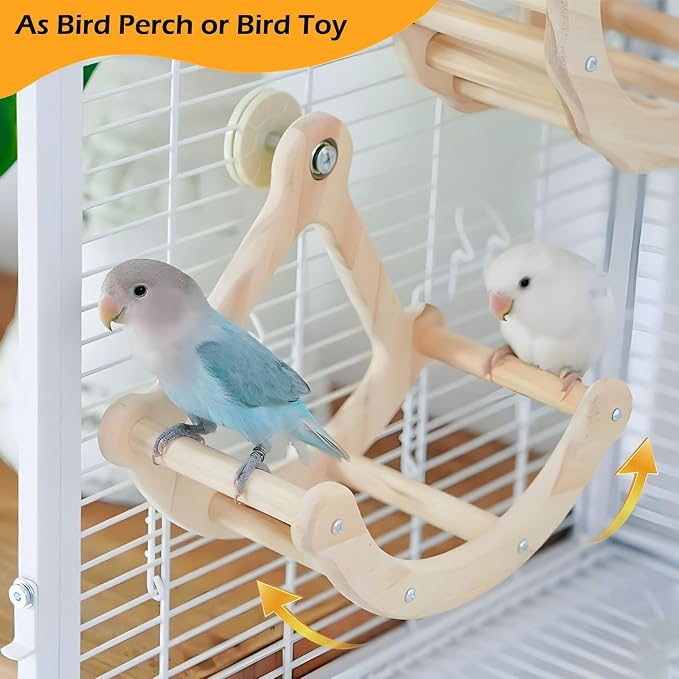 Bird Perch Toy, Interactive Rocking Parakeet Toys and Perches, Wooden Exercise - Image 3