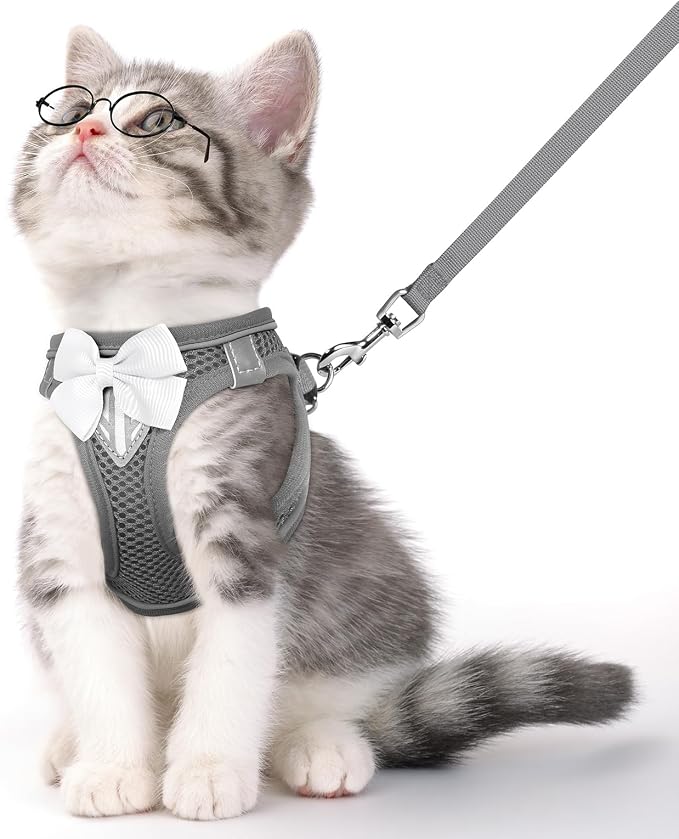 Cat Vest Harness and Leash Set for Walking Escape Proof, Adjustable Kitten by NCMAMA