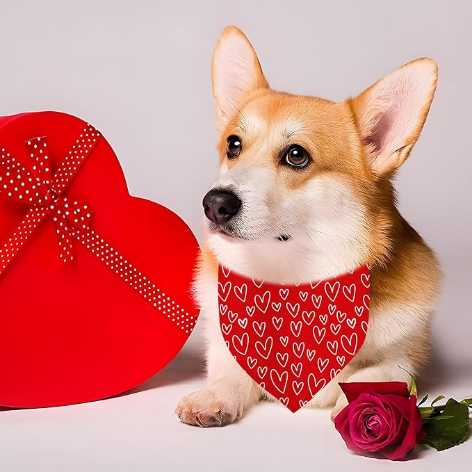 Valentines Dog Bandanas, 2 Pack Mother's Day Triangle Dog Bandanas, Reversible - Image 2