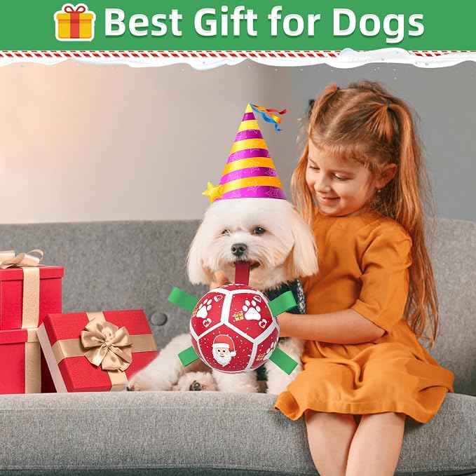 QDAN Small Christmas Dog Toys, Soccer Ball - Image 4