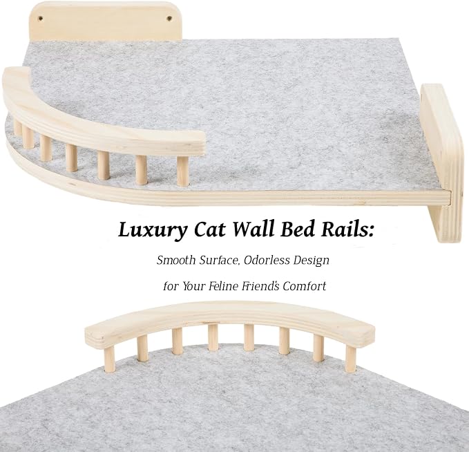 Large Cat Shelves with 3 Steps, Wall Mounted Cat Climbing Shelf with Plush - Image 4