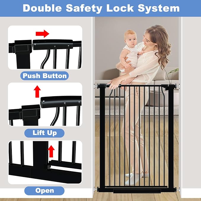 65.7"-72.2" Extra Wide Baby Gate, 40.5" Tall Dog Gate Indoor, Walk Through Pet - Image 3