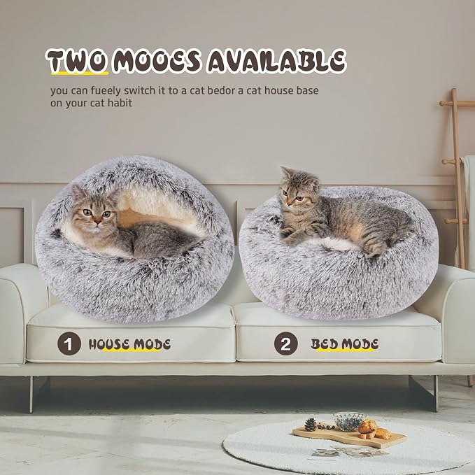 Cat Bed for Indoor Cats, Calming Cozy Cave - Image 5