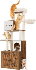 Feandrea Cat Tree with Litter Box Enclosure, 70.1-Inch Tall Cat Tower, 2-in-1 by FeandreabySONGMICSHOME