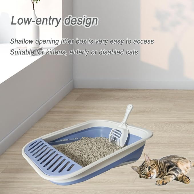 Collapsible Small Cat Litter Box, Kitten Open Potty Pan - Image 3
