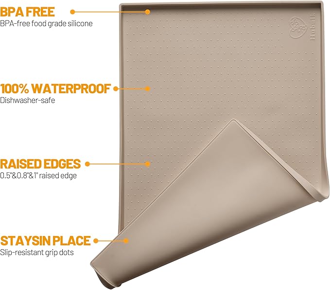 Hubulk Dog Feeding Mat, 100% Waterproof Food Grade Silicone Pet Food and Water - Image 2