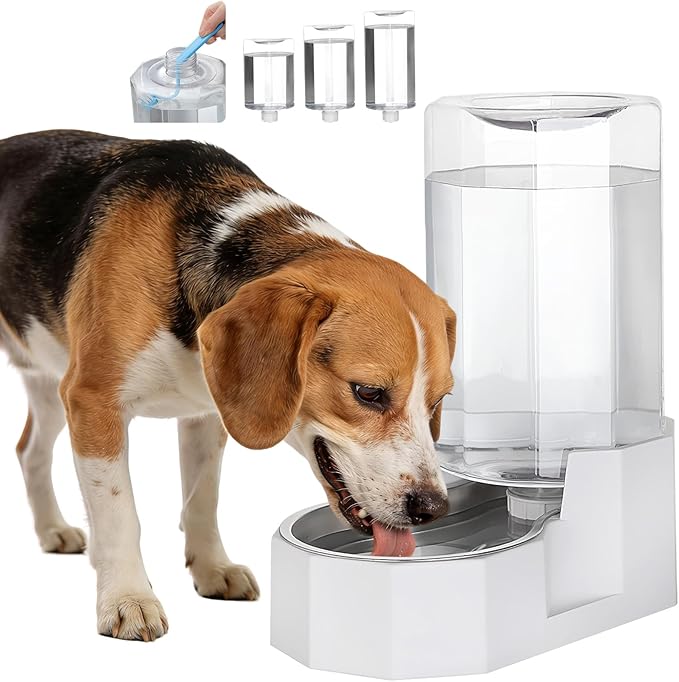 Sfozstra Automatic Pet Water Dispenser: 8L White Gravity Stainless Steel Water by Sfozstra