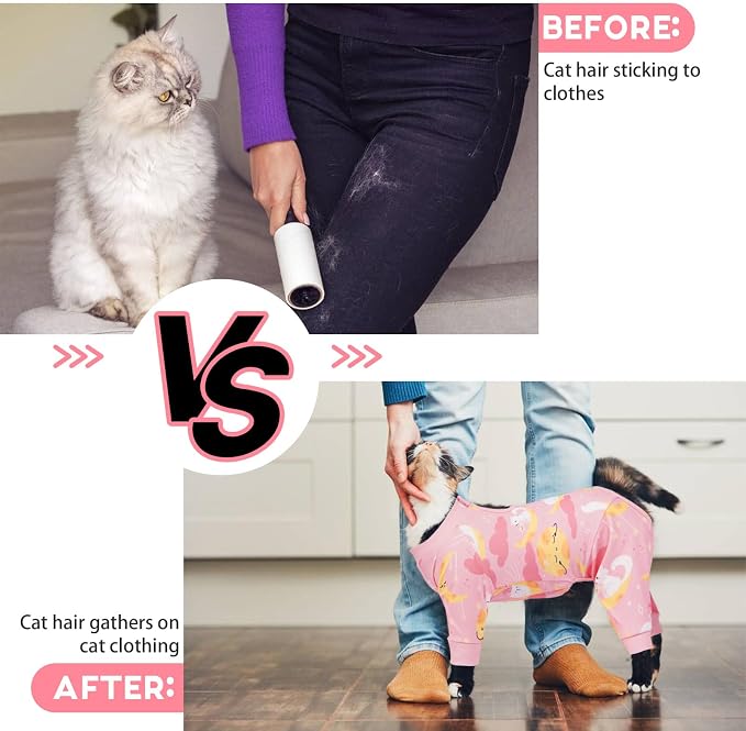 QBLEEV Cat Onesie for Cats After Surgery, Sticky Hair Cat Pajamas for Cats Only - Image 6