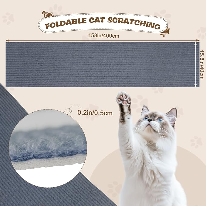 Eunice Cat Scratching Mat, Self-Adhesive Cat Scratch Carpet, Trimmable - Image 2