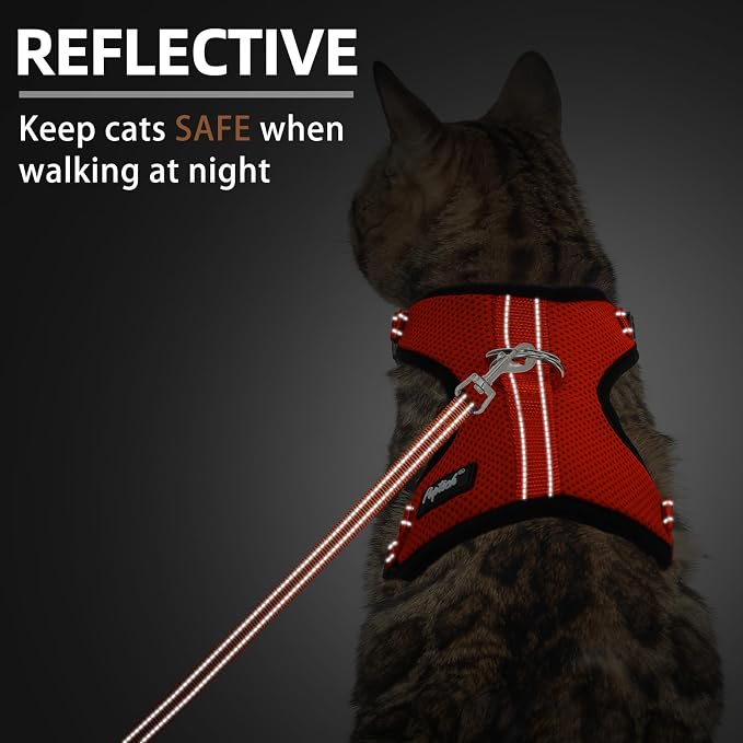 PUPTECK Cat Harness and Leash Set Escape Proof, Reflective Adjustable Soft Mesh - Image 5