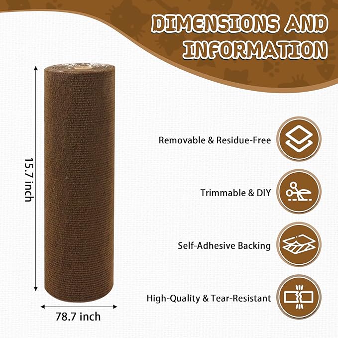 Climbing Cat Scratcher Mat Trimmable Cat Scratching Post Carpet 78.7’’x15.8’’ - Image 2