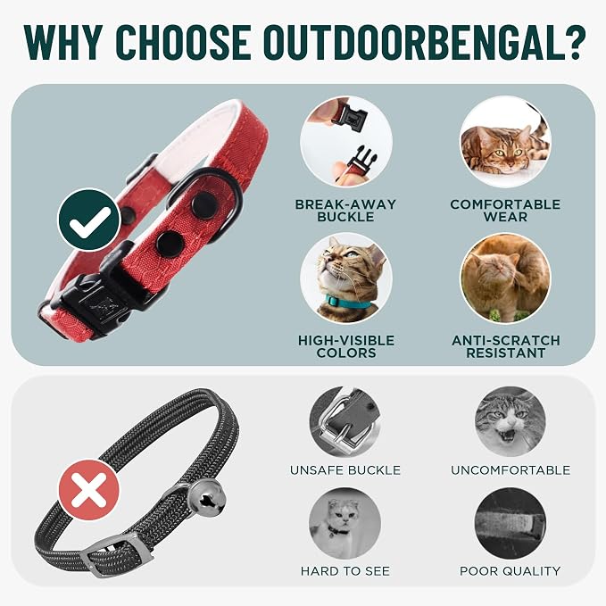 OutdoorBengal Orange Cat Collar Breakaway, Soft Padding - Image 3