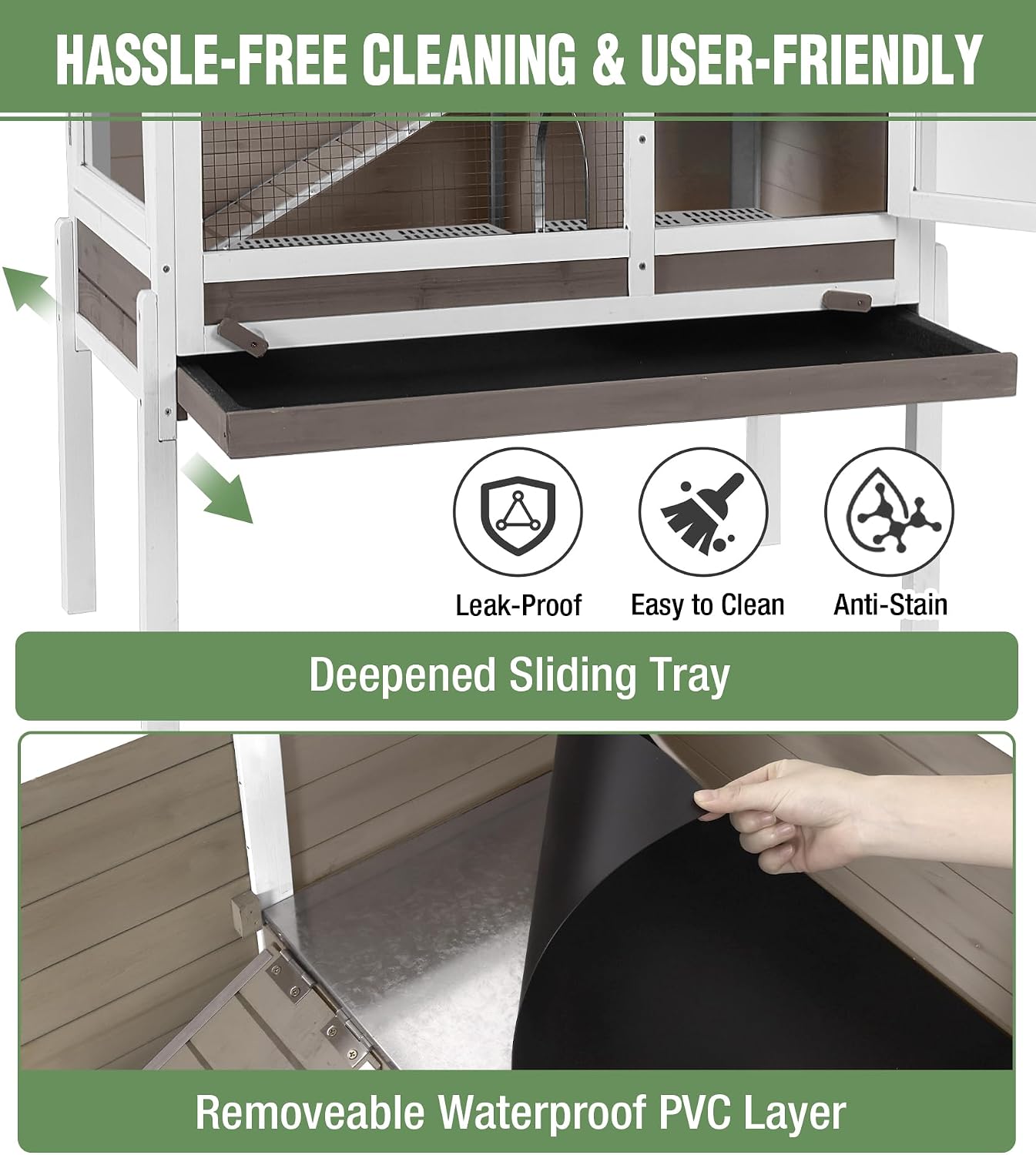 Guinea Pig Cage Indoor with Chew-Proof Edges, Clean Deep Tray | Rabbit - GlobalHabitat Supply
