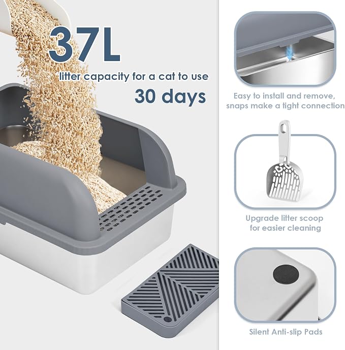 Enclosed Stainless Steel Cat Litter Box - Image 3