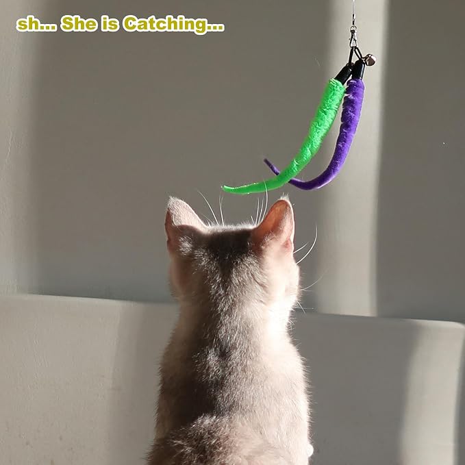 10PCS Cat Worm Toy for Cats, Cat Wand Toy Accessories, Cat Feather Toy - Image 6