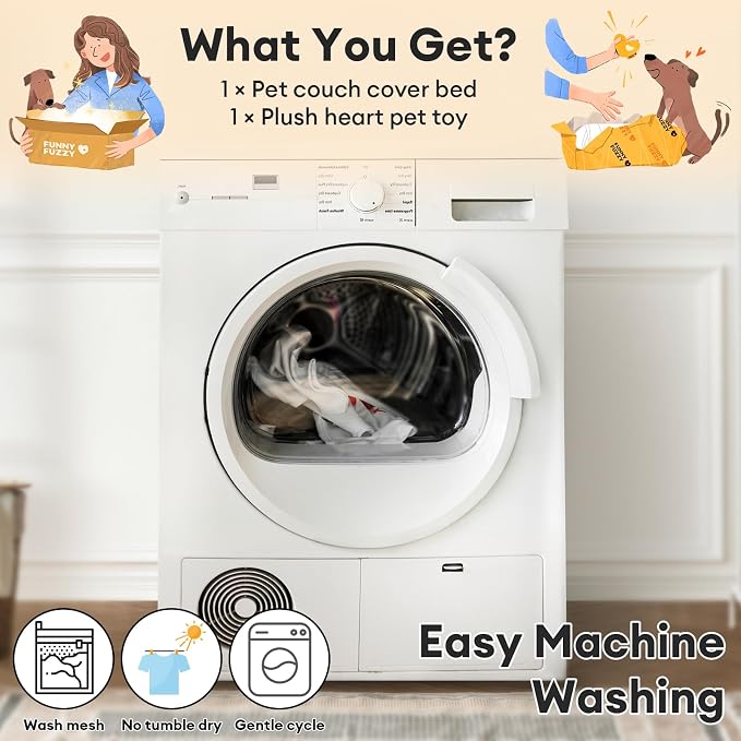 FUNNY FUZZY Pet Fluffy Fuzzy Calming Dog Couch Bed Sofa Protector Washable Pets - Image 5