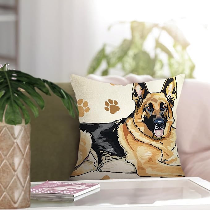 German Shepherd Dog Decorative Throw Pillow Cover 18 x 18, Cute Puppy Paw - Image 5