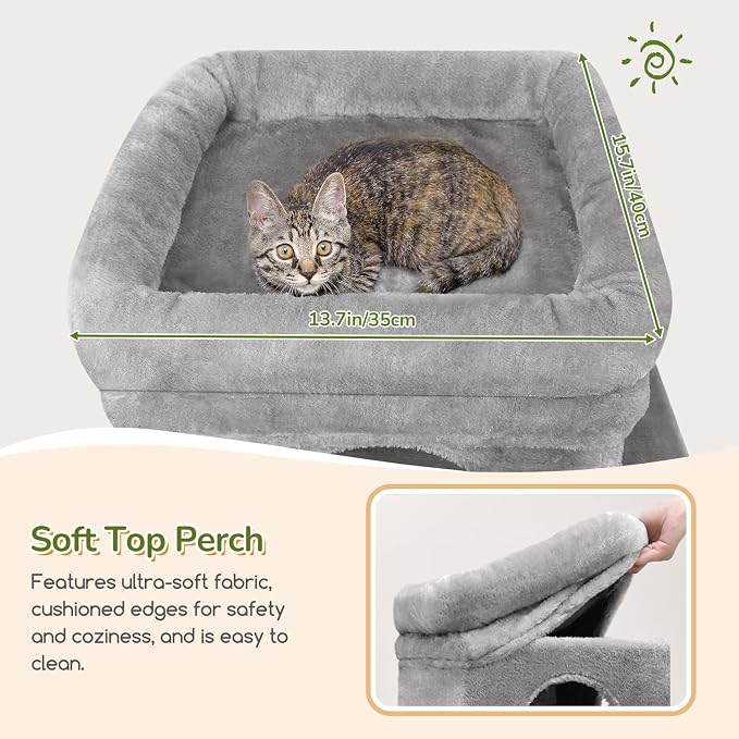Globlazer Cat Tower for Multiple Indoor Cats, 52 inch Heavy Duty Cat Tree - Image 2